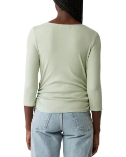 Women Michael Stars Asha 3/4 Sleeve Straight Neck Top