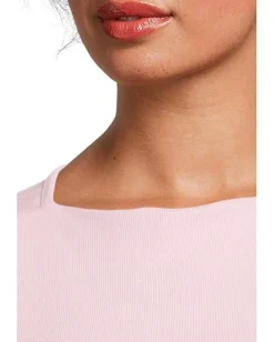 Women Michael Stars Asha 3/4 Sleeve Straight Neck Top