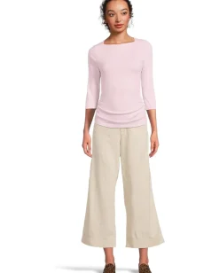 Women Michael Stars Asha 3/4 Sleeve Straight Neck Top