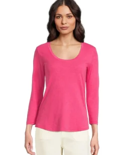 Tommy Bahama Ashby Isles Rib 3/4 Sleeve Scoop Glowing Azalea Outlet