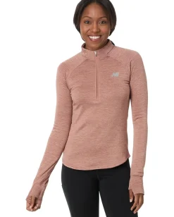 New Balance Athletics Heat Grid Half Zip Sparrow Heather Discount