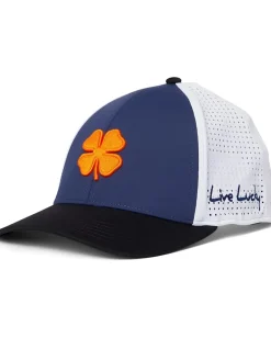 Black Clover Auburn Benchmark Adjustable Snapback Hat Navy/Black/White Laser Cut Orange 3d Clover Hot
