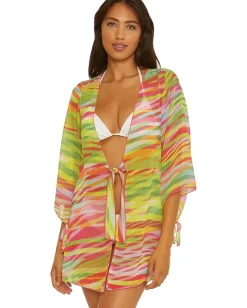 BECCA Awaken Sheer Woven Tunic Cover-Up Multi Clearance