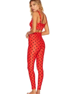 Beach Riot Ayla Leggings Scarlet Polka Dot Clearance