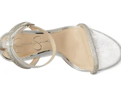 Jessica Simpson Baharia Ankle Strap Sandals Silver Discount
