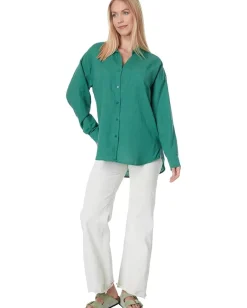 Splendid Bailey Button-Down Shirt Oasis Hot