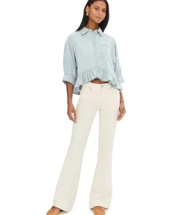 Free People Bailey Denim Shirt Light Tint Wash Sale