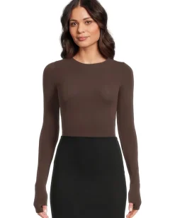 Commando Ballet Long Sleeve Bodysuit w/ Thumbholes Espresso Best