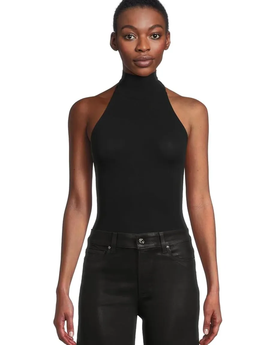Commando Ballet Turtle Neck Halter Bodysuit Black New
