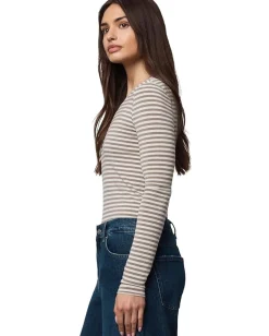 Splendid Bamboo Long Sleeve Tee Pale Oak Heather/Cedar Brown Hot