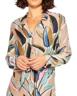 NIC+ZOE Banana Leaves Top Aqua Multi