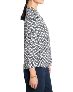 NIC+ZOE Basket Weave Ecovero Shirt Indigo Multi Hot