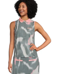 Jamie Sadock Batik Print Sleeveless Top Charcoal Grey Hot