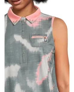 Jamie Sadock Batik Print Sleeveless Top Charcoal Grey Hot