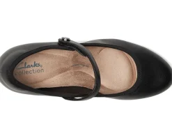 Clarks Bayla Lily Black Leather Clearance