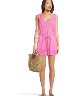BECCA Beach Date Romper with pockets cover-up Vivid Pink Sale