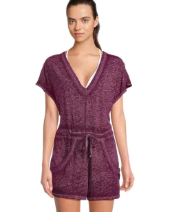 BECCA Beach Date V Neck Romper Cover-Up Aubergine Best