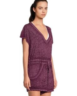 BECCA Beach Date V Neck Romper Cover-Up Aubergine Best