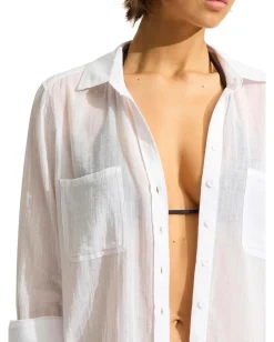 Seafolly Beach Edit Breeze Beach Shirt White Discount