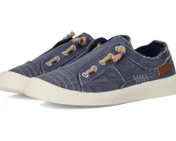 Blowfish Malibu Beachside Slip On Shoes Navy Twill Fabric Clearance