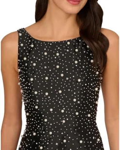 Adrianna Papell Bead Taffeta Midi Dress Black/Ivory Hot