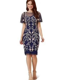 Adrianna Papell Beaded Short Dress Navy/Blush Best