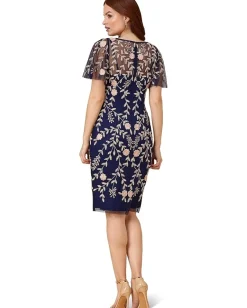 Adrianna Papell Beaded Short Dress Navy/Blush Best