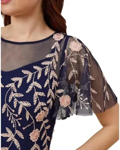 Adrianna Papell Beaded Short Dress Navy/Blush Best