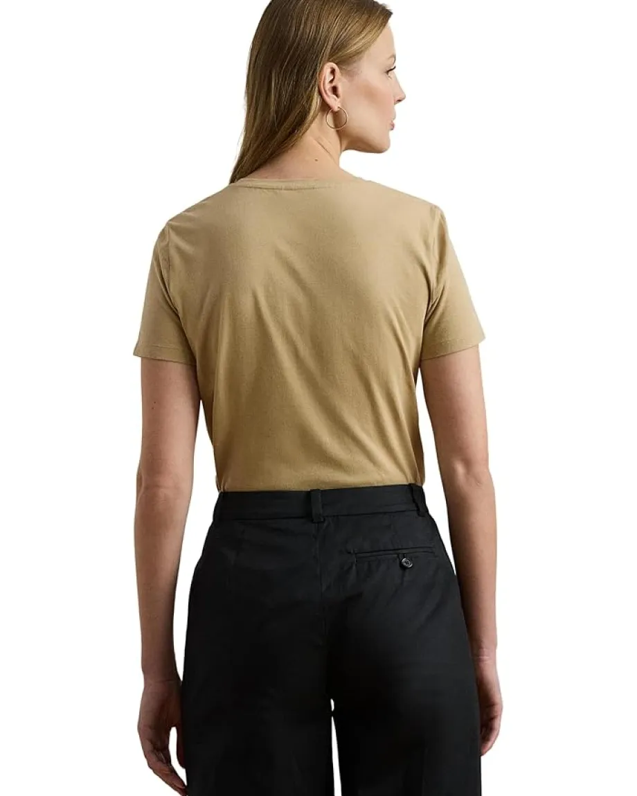 Lauren Ralph Lauren Beaded-logo Cotton Jersey Tee Birch Tan Online