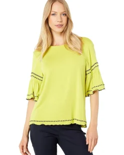 Women Vince Camuto Bell Sleeve Embroidered Knit