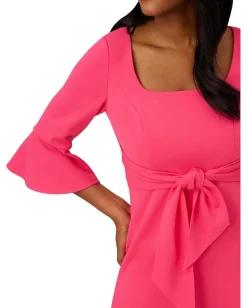 Adrianna Papell Bell Sleeve Tie Front Dress Camellia Clearance