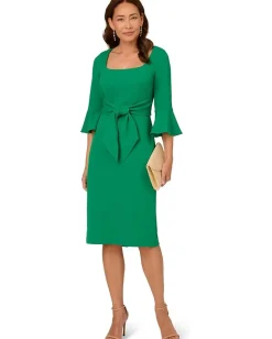 Adrianna Papell Bell Sleeve Tie Front Dress Vivid Green