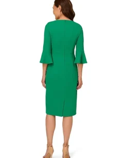 Adrianna Papell Bell Sleeve Tie Front Dress Vivid Green