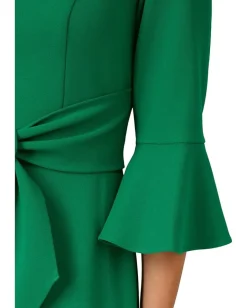Adrianna Papell Bell Sleeve Tie Front Dress Vivid Green