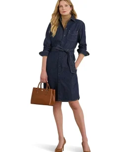 Lauren Ralph Lauren Belted Denim Shirtdress Pure Rinse Wash