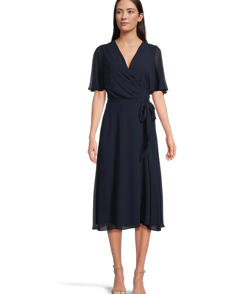 Women Lauren Ralph Lauren Belted Georgette Dress
