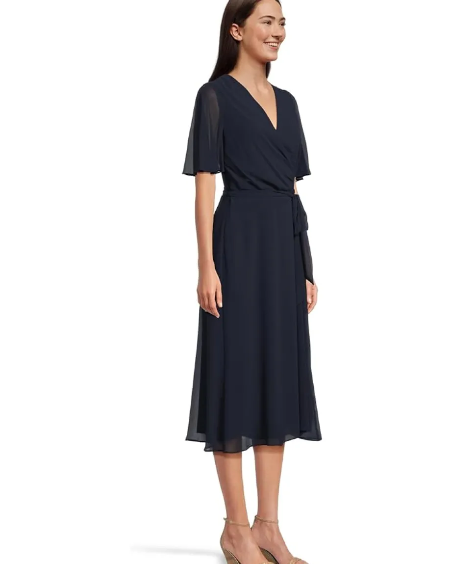 Women Lauren Ralph Lauren Belted Georgette Dress