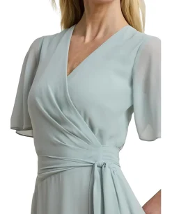 Women Lauren Ralph Lauren Belted Georgette Dress