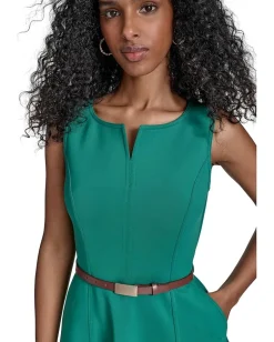 Calvin Klein Belted Scuba Fit And Flare Meadow Clearance