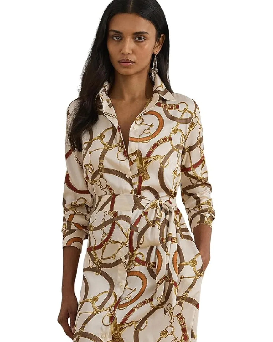 Women Lauren Ralph Lauren Belting-Print Twill Shirtdress