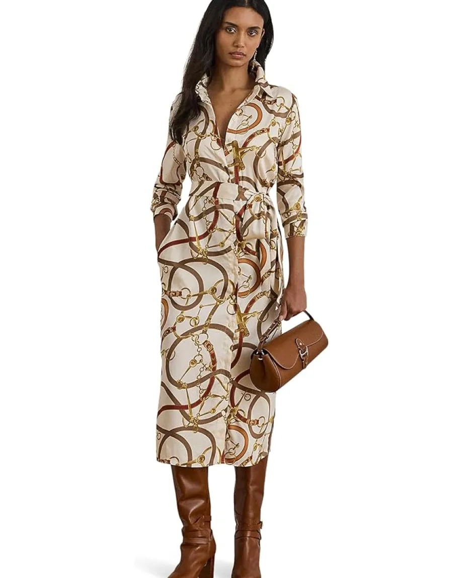 Women Lauren Ralph Lauren Belting-Print Twill Shirtdress
