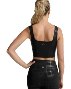 Beyond Yoga Beyond The Studio High Cropped Tank Plaid Foil Black Clearance
