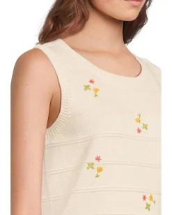Toad&Co Bianca Crew Tank Embroidered Natural Embroidery New