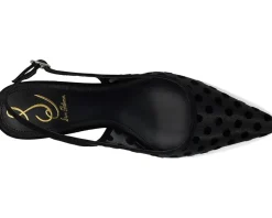 Sam Edelman Bianka Sling 3 Black Polka Dot Mesh New
