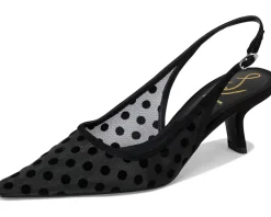 Sam Edelman Bianka Sling 3 Black Polka Dot Mesh New