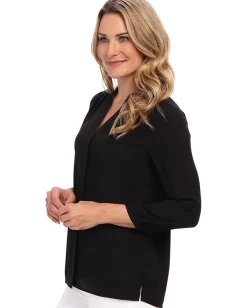NYDJ Blouse w/ Pleated Back Black Sale