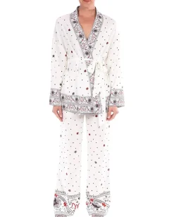 Women Badgley Mischka Bon Voyage Boarder Print Kimono