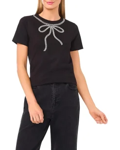 Women CeCe Bow Gem Trim T-shirt