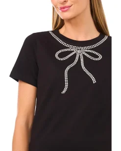 Women CeCe Bow Gem Trim T-shirt
