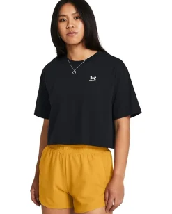 Under Armour Boxy Crop Logo Short Sleeve T Shirt Black/White Sale